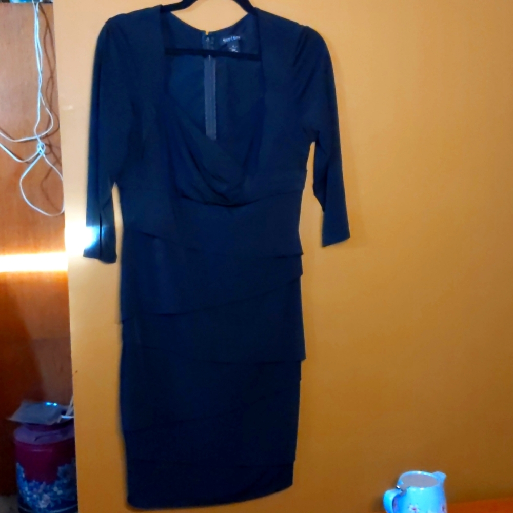 White House Black Market Black long sleeve hidden zipper dress Size 12